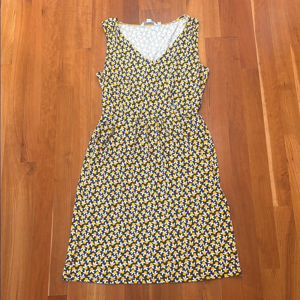 Boden Yellow and Black Patterned Sleeveless Dress